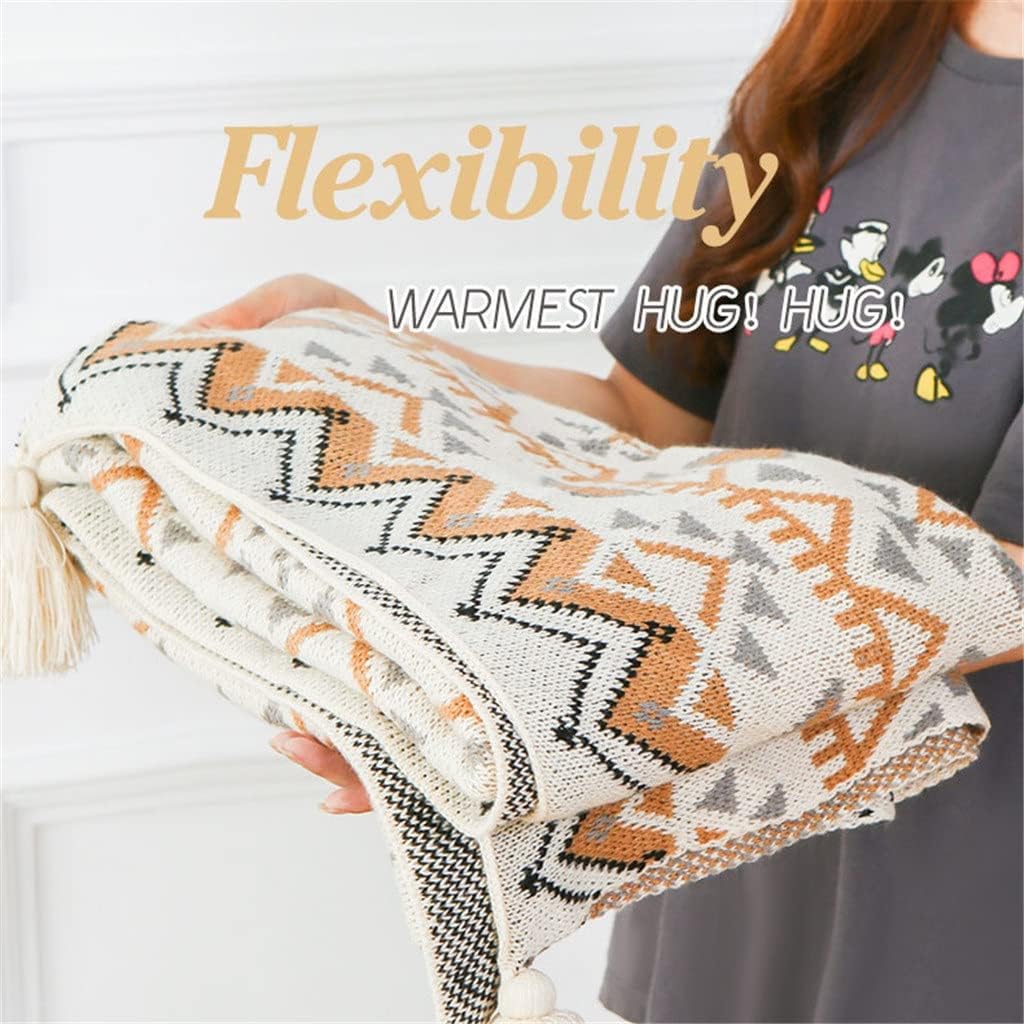 AFPSDLFJDLS Bohemian Sofa Throw Blanket Stylish Plaid Nap Blanket Small Throw Blanket End of Bed Blanket - Image 3
