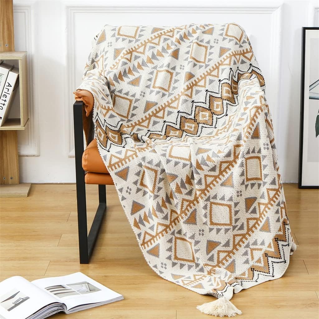 AFPSDLFJDLS Bohemian Sofa Throw Blanket Stylish Plaid Nap Blanket Small Throw Blanket End of Bed Blanket - Image 2