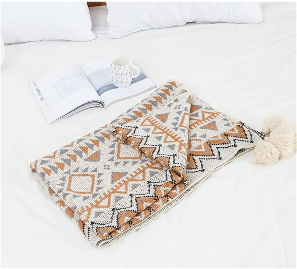 AFPSDLFJDLS Bohemian Sofa Throw Blanket Stylish Plaid Nap Blanket Small Throw Blanket End of Bed Blanket - Image 4