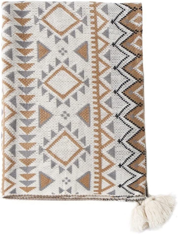 AFPSDLFJDLS Bohemian Sofa Throw Blanket Stylish Plaid Nap Blanket Small Throw Blanket End of Bed Blanket