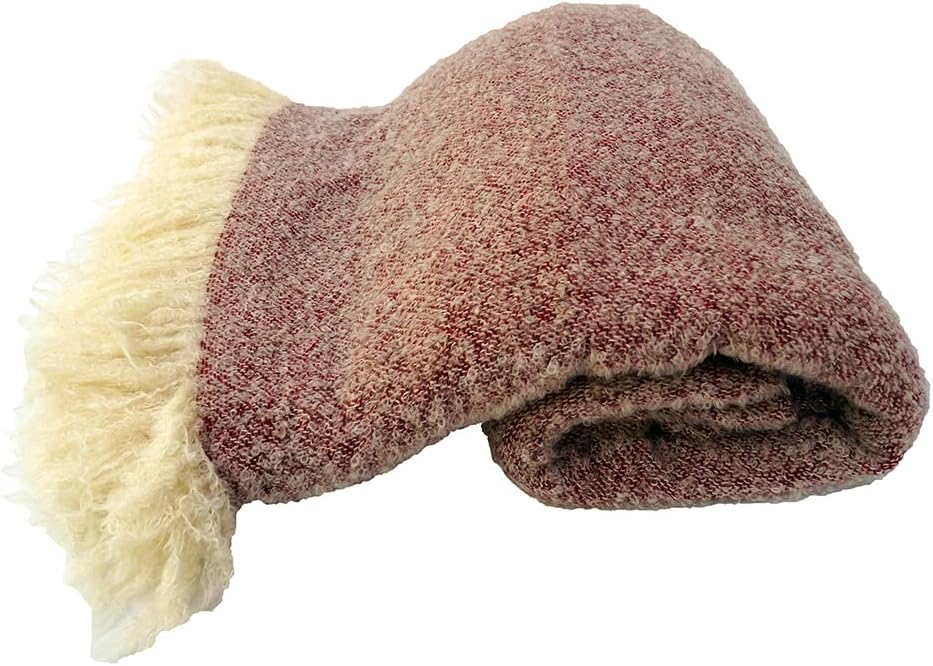 Alpaca Blankets Corporation Wool Angora Mohair Throw Blanket Red