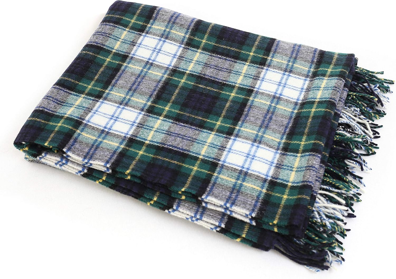 Biddy Murphy 100% Irish Lambswool Throw Toss Blanket Tartan Plaid Green\/White i##e##s: Soft ^^ Warm ^^ Traditional Celtic ^^ Imported from Ireland ^^ Heirloom Quality :i##e##s