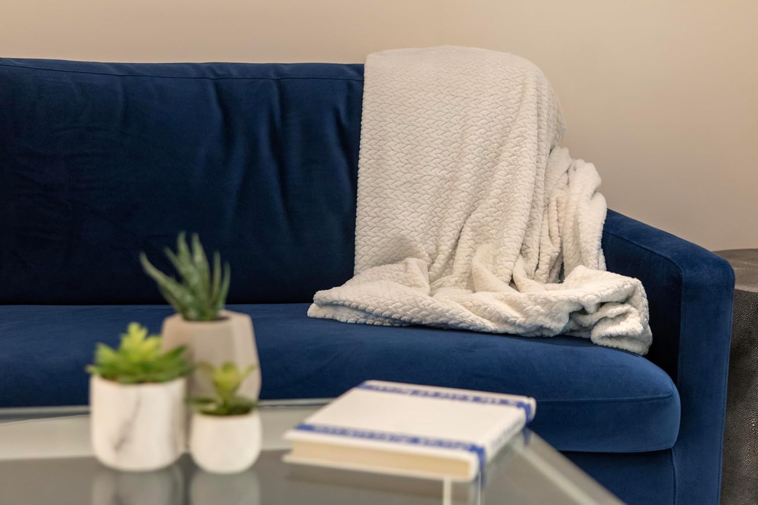 Bulk Throw Blankets Chenille Throw Blankets 24 Pack Chenille 250 GSM Cream White Pack i##e##s: for Wedding Favors ^^ for Bed Couches and Sofas ^^ Guests ^^ Donation :i##e##s - Image 9