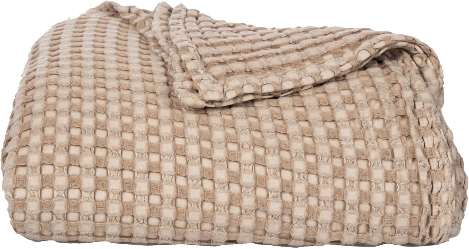 C&F Home 90"x92" Ivory Full\/Queen Luxury Premium 50% Natural Fibers 50% Cotton Waffle Lightweight Breathable Cooling Weighted Throw Blanket Home Living Room Bedroom Couch Sofa Cozy Fall Autumn Harvest - Image 9