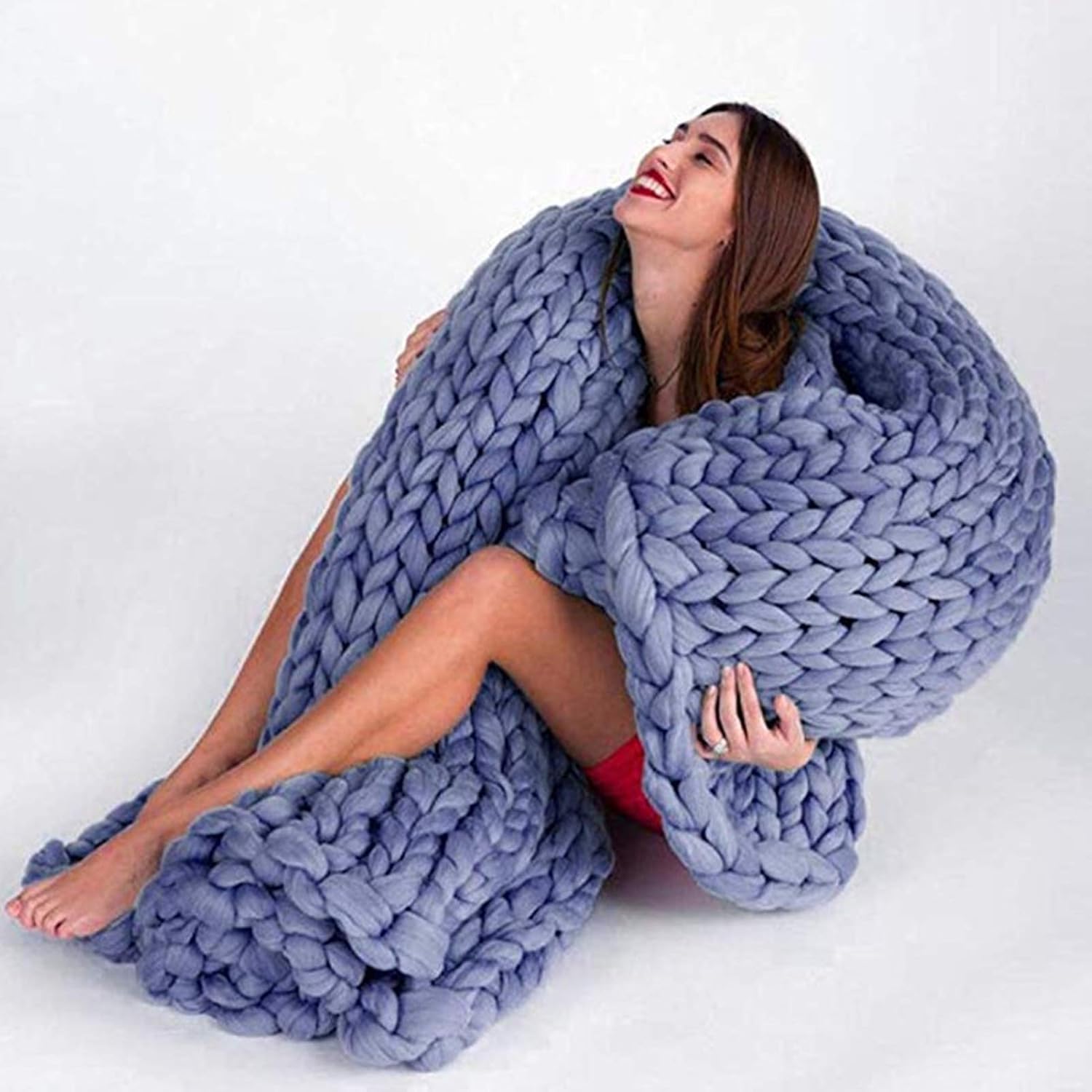 Coarse Knitted Chunky Blanket,Large Arm Throw Blanket for Sofa,Beautiful Home Decor-Handwoven-Warm Comfortable and Breathable-Modern Bedding,for Bedroom Decor Pet Bed Chair Mat - Image 2