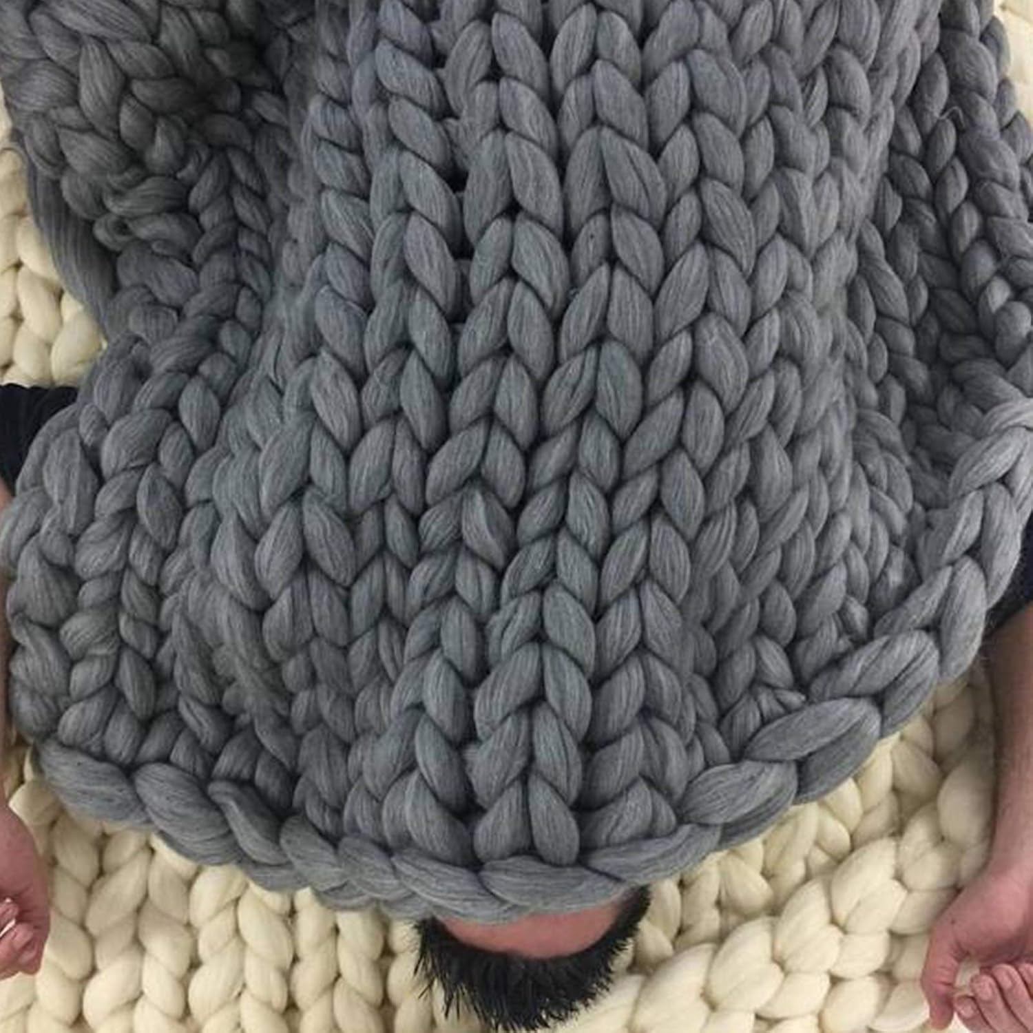 Coarse Knitted Chunky Blanket,Large Arm Throw Blanket for Sofa,Beautiful Home Decor-Handwoven-Warm Comfortable and Breathable-Modern Bedding,for Bedroom Decor Pet Bed Chair Mat - Image 2