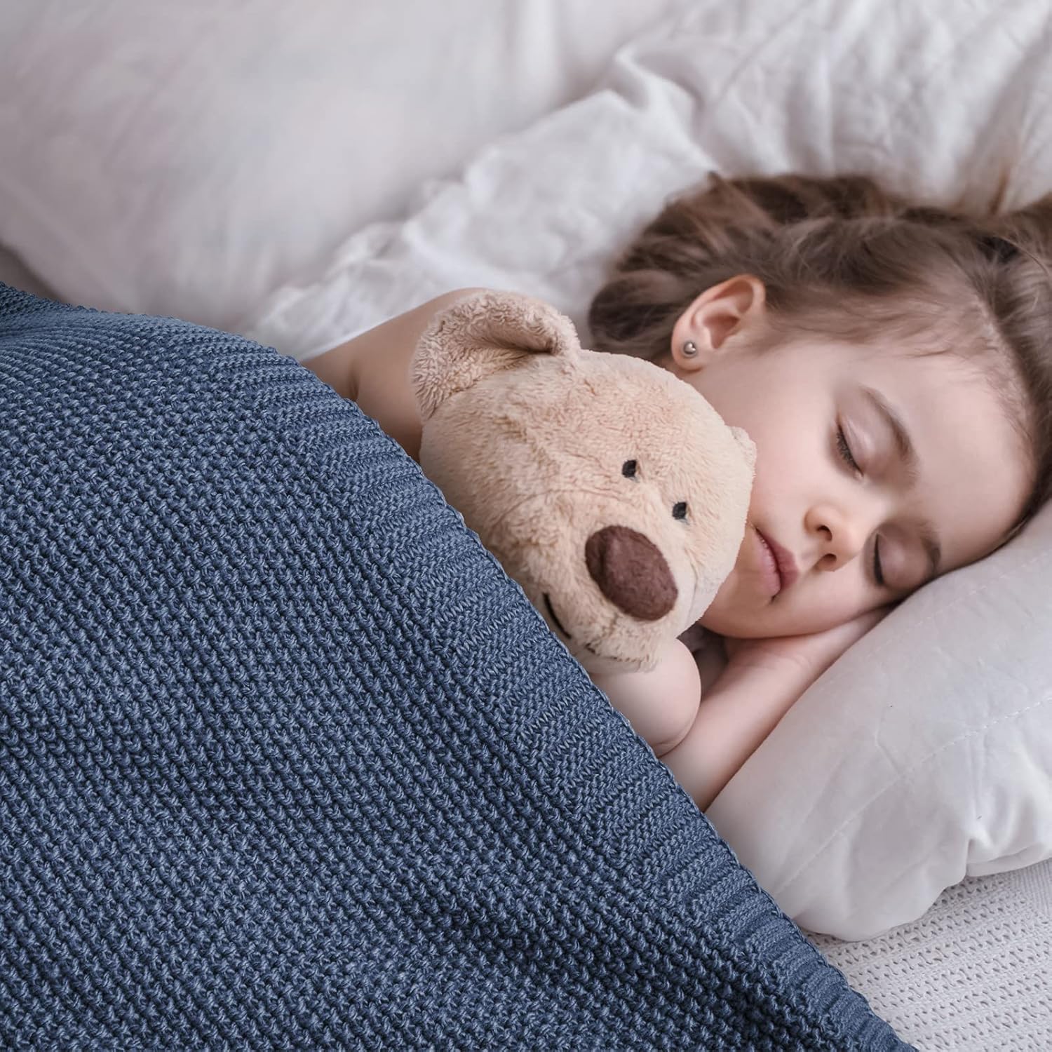 CozeCube Blue Throw Blanket for Couch, Soft Cozy Cable Knit Throw for Bed Sofa Living Room, Lightweight Warm Decorative Farmhouse Christmas Blanket, 50"x60", Dusty Blue - Image 6