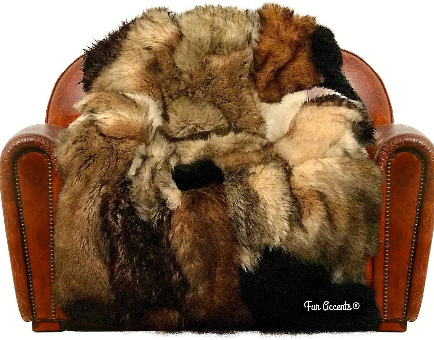 Fur Accents Extraordinary Fur 5'x5' Throw, Sofa Cover, Chair Cover, Patchwork Pieced Fur, Luxury Fur Throw Blanket, Rug, Bedspread, One of a Kind Design, Hand Made to Order USA (5'x5') - Image 2