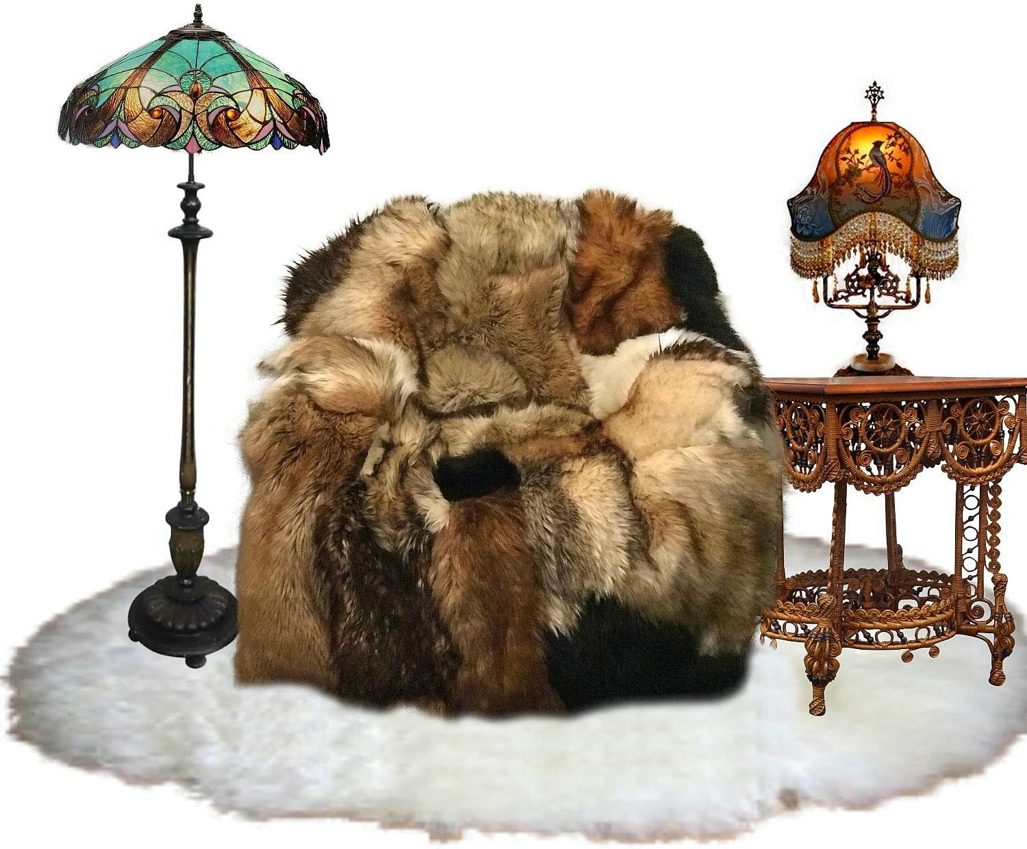 Fur Accents Extraordinary Patchwork Pieced Fur Throw, Sofa Cover, Chair Cover, Premium Fur Bedspread. Blanket, Area Accent Rug, One of a Kind Design, Hand Made to Order USA (2'x4') - Image 5