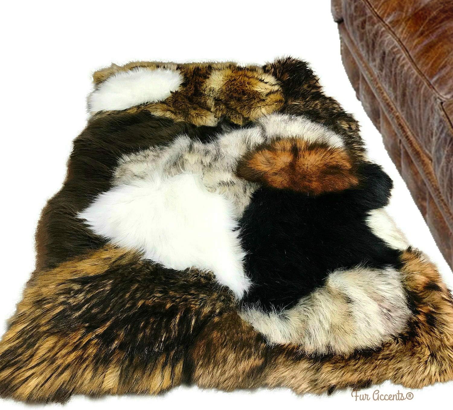 Fur Accents Extraordinary Patchwork Pieced Fur Throw, Sofa Cover, Chair Cover, Premium Fur Bedspread. Blanket, Area Accent Rug, One of a Kind Design, Hand Made to Order USA (2'x4') - Image 2