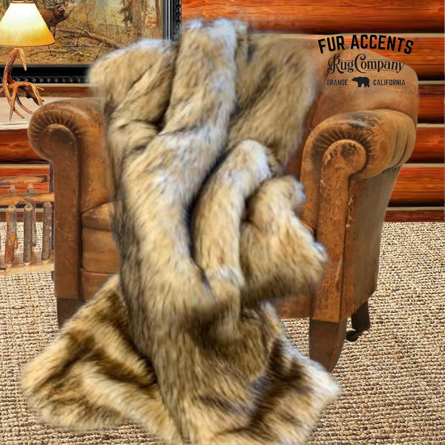 Fur Accents Shag Faux Fur, Light Golden Grizzly Bear Throw Blanket with Soft Gray Undercoat and Minky Cuddle Lining, Bedspread, Throw, Comforter, Hand Made to Order USA (Twin Size) - Image 2