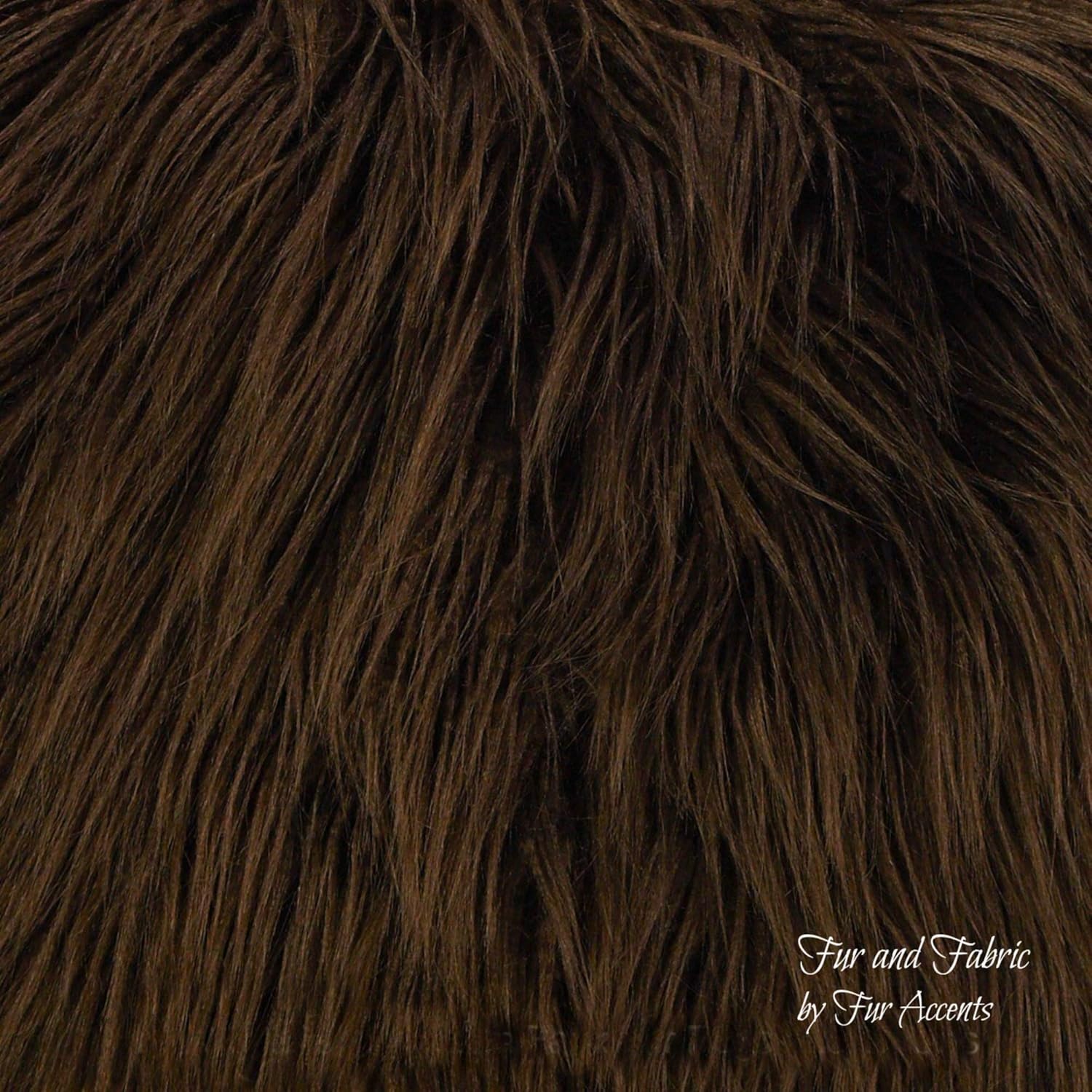 Fur Accents Sumptuous Faux Fur Throw Blanket, Walnut Brown Shag Fleece, Velvety Soft Minky Cuddle Fur Lining, Unisex Designer Blanket for Men, Women, Children, Soft Hand Made (Queen Size 90"x90") - Image 2