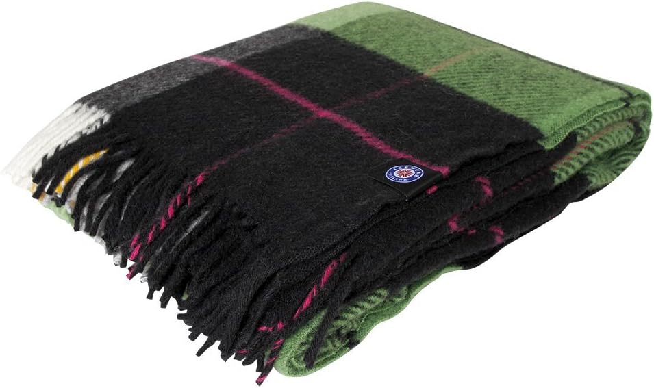 ICEWEAR Ylur 100% Wool Plaid Knit Design Outdoor Throw Blanket Grey - Image 9