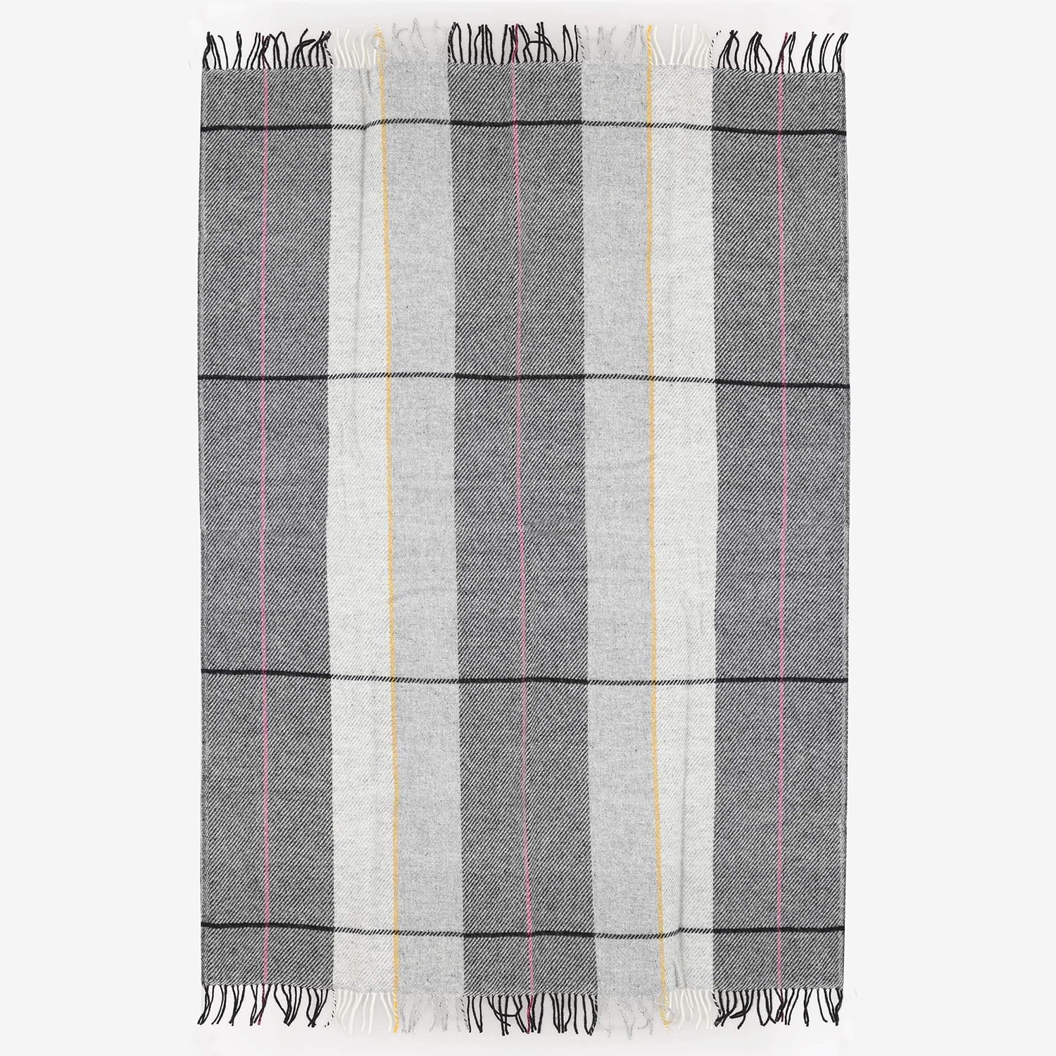 ICEWEAR Ylur 100% Wool Plaid Knit Design Outdoor Throw Blanket Grey - Image 2