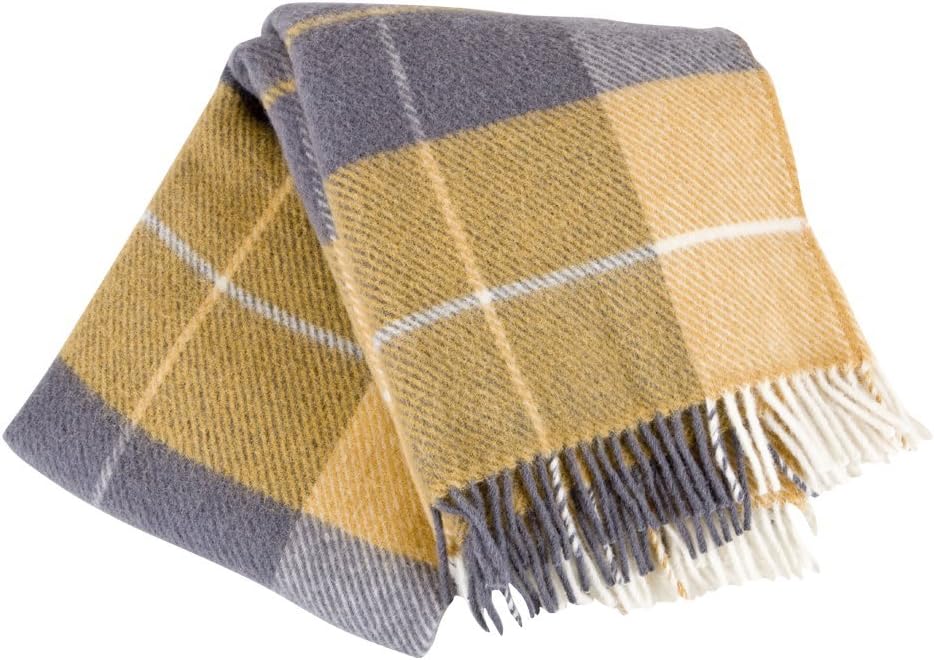 ICEWEAR Ylur 100% Wool Plaid Knit Design Outdoor Throw Blanket Grey - Image 7