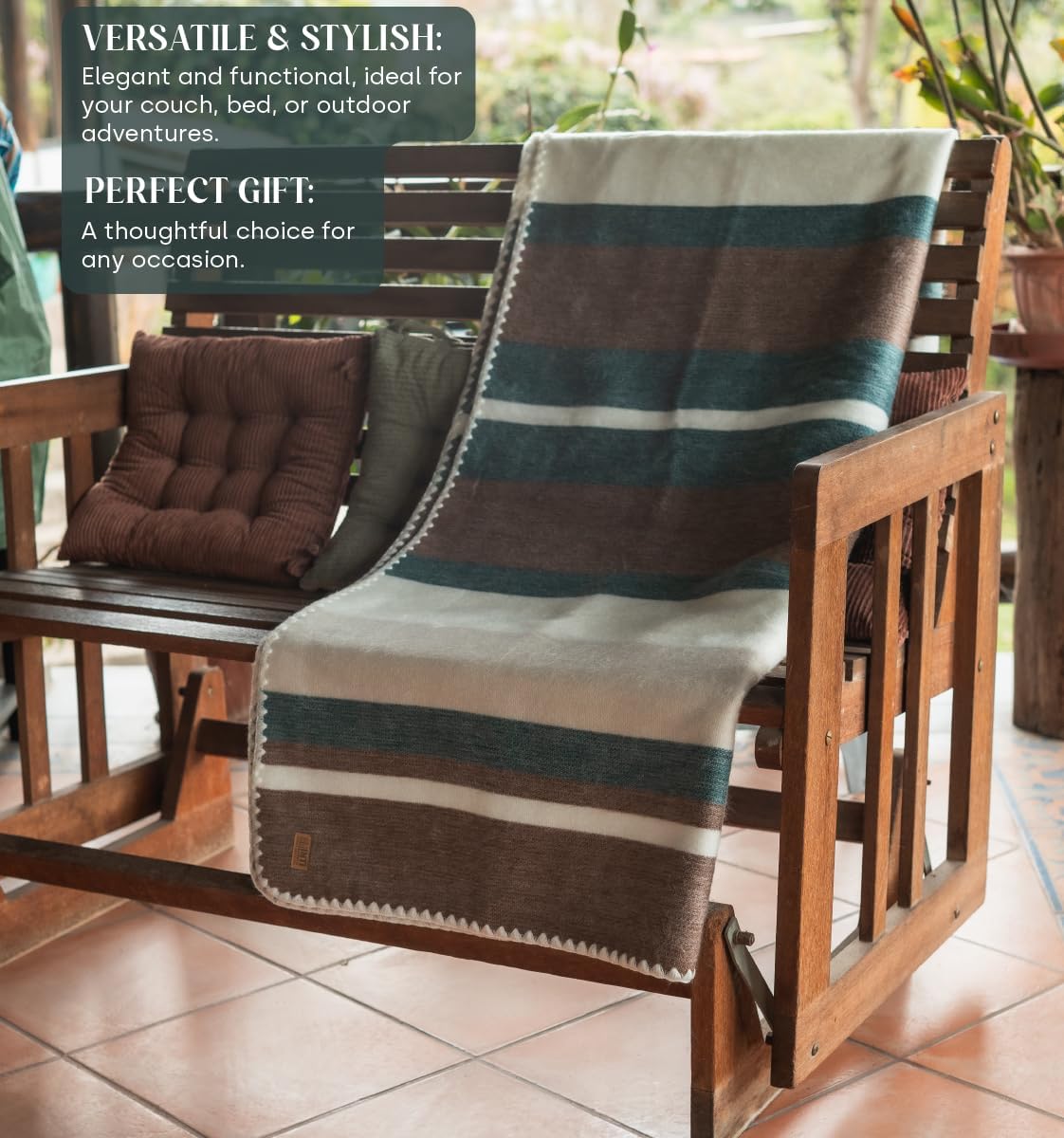 INTI REPUBLIC Alpaca Wool Throw Blanket | Ultra Soft, Lightweight, Warm, Breathable, Non-Itchy | Classic, Elegant-Minimalist Design for Bed, Couch, Travel, or Gift | 90" L x 64" W (Earth Tones) - Image 4