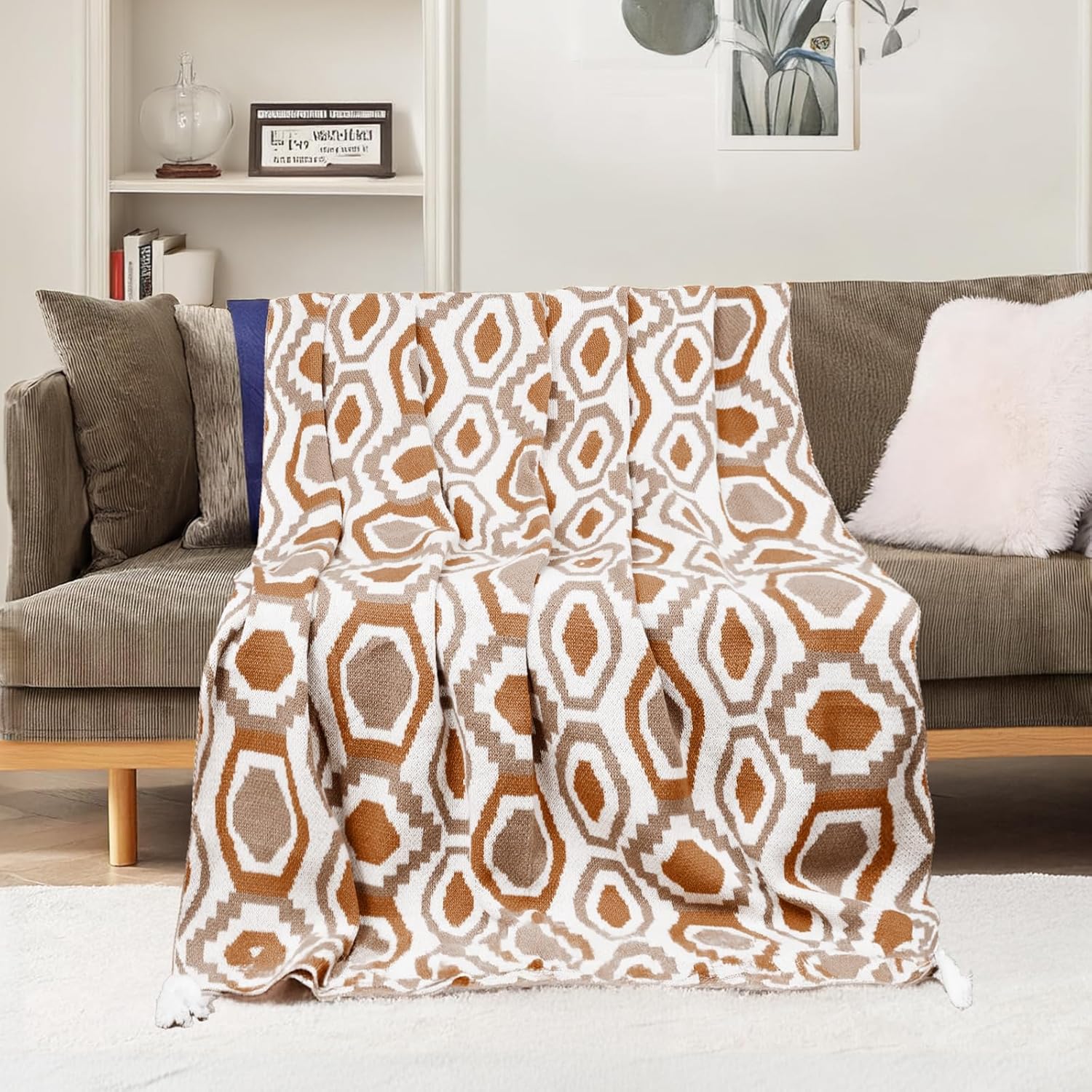 Larexius Boho Chunky Knit Throw Blanket \u2013 51"x67" Cozy & Lightweight (2.09lb) | Perfect for Sofa, Camping & WFH | Stylish Home Decor, Machine Washable & Ideal Gift for Women (Cream, Embroidery) - Image 14