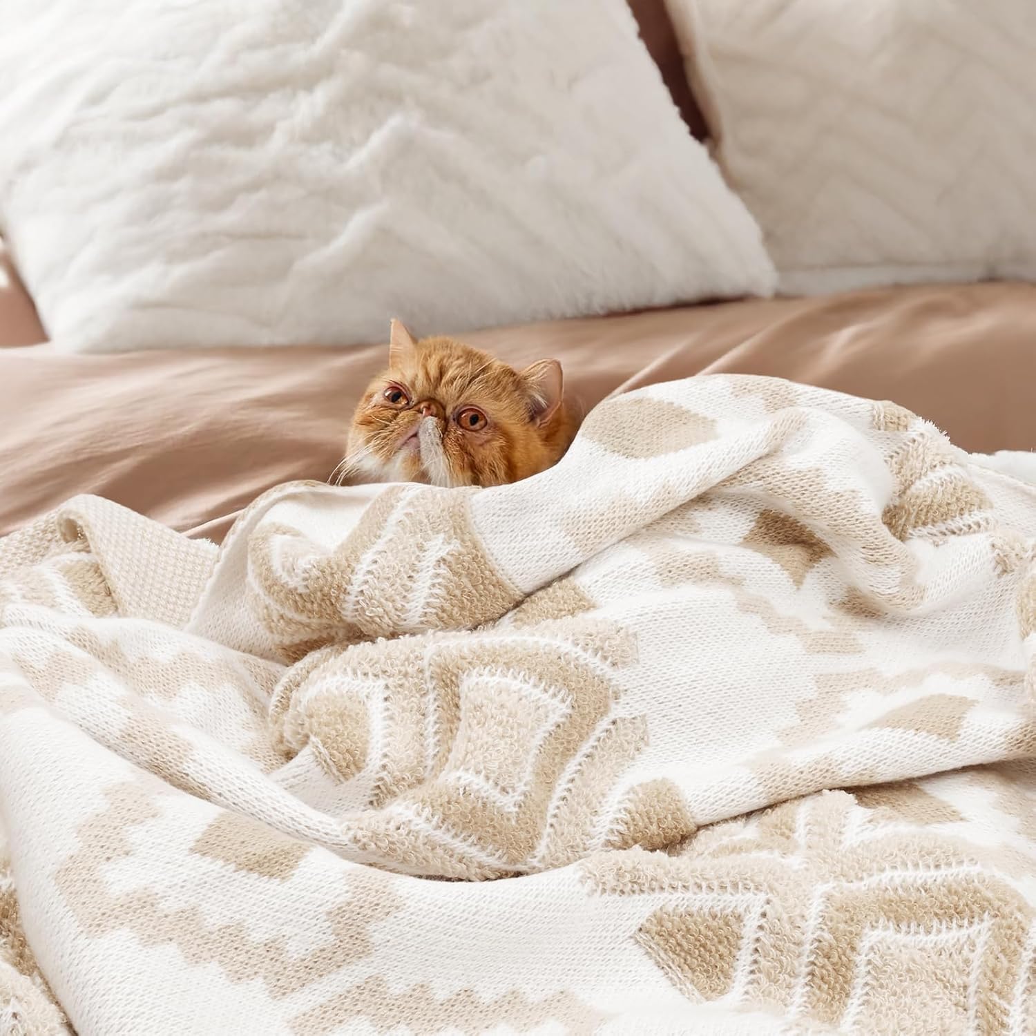 Larexius Boho Chunky Knit Throw Blanket \u2013 51"x67" Cozy & Lightweight (2.09lb) | Perfect for Sofa, Camping & WFH | Stylish Home Decor, Machine Washable & Ideal Gift for Women (Cream, Embroidery) - Image 6