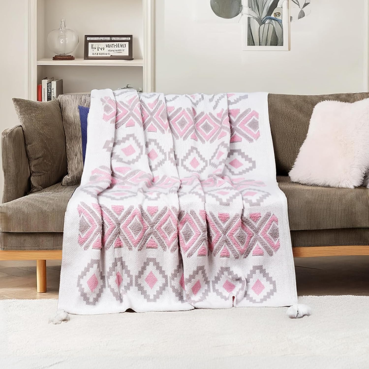 Larexius Boho Chunky Knit Throw Blanket \u2013 51"x67" Cozy & Lightweight (2.09lb) | Perfect for Sofa, Camping & WFH | Stylish Home Decor, Machine Washable & Ideal Gift for Women (Cream, Embroidery) - Image 11