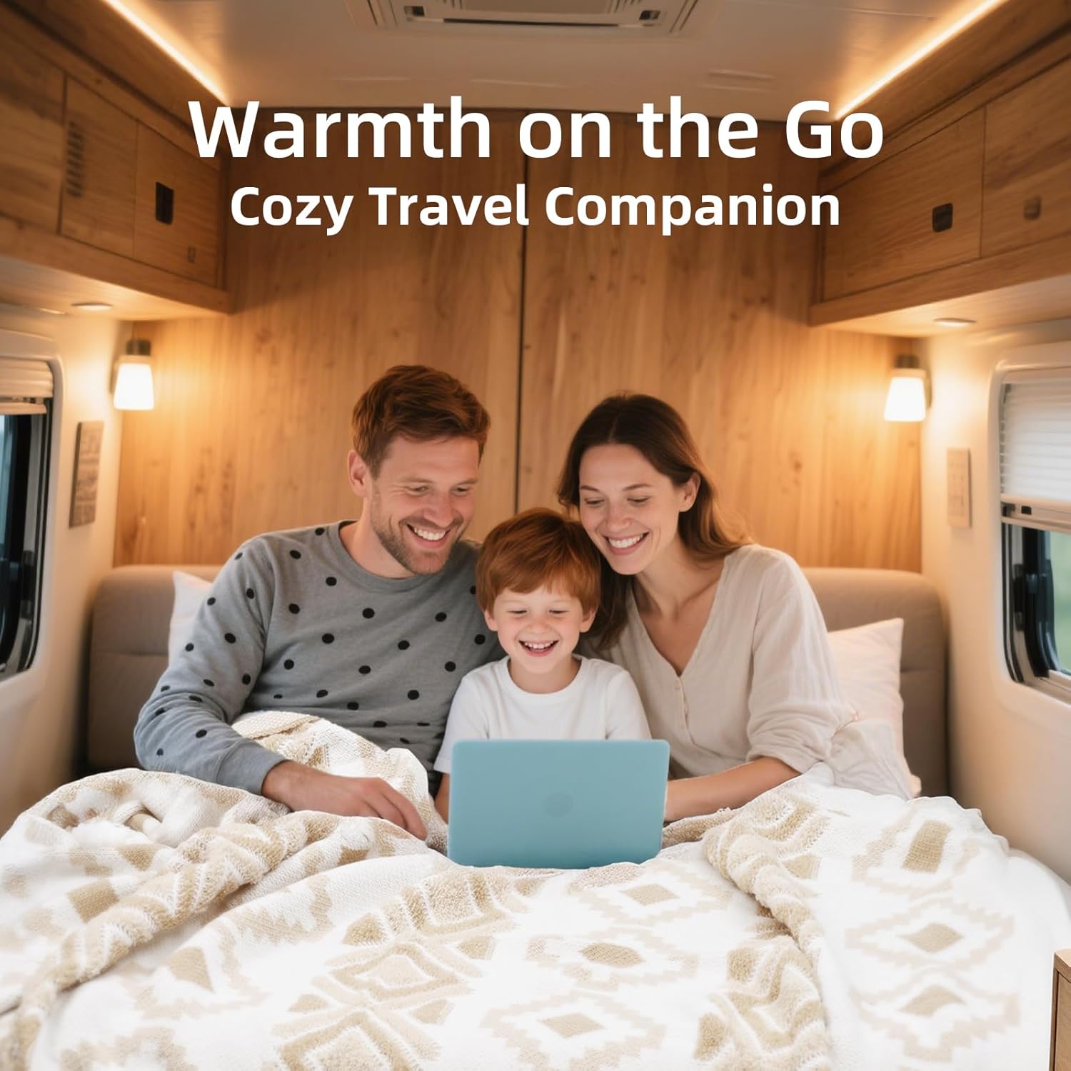 Larexius Boho Chunky Knit Throw Blanket \u2013 51"x67" Cozy & Lightweight (2.09lb) | Perfect for Sofa, Camping & WFH | Stylish Home Decor, Machine Washable & Ideal Gift for Women (Cream, Embroidery) - Image 3