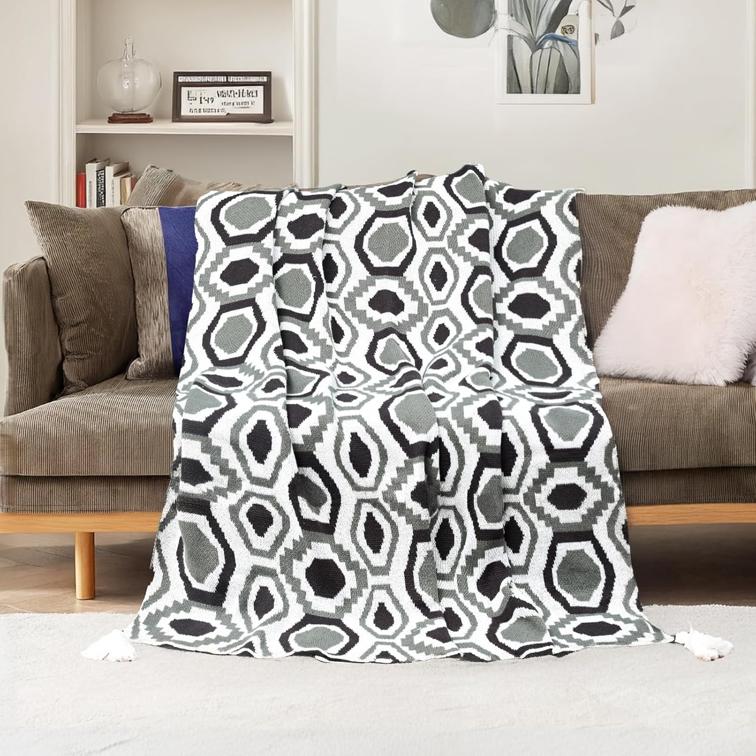 Larexius Boho Chunky Knit Throw Blanket \u2013 51"x67" Cozy & Lightweight (2.09lb) | Perfect for Sofa, Camping & WFH | Stylish Home Decor, Machine Washable & Ideal Gift for Women (Cream, Embroidery) - Image 10