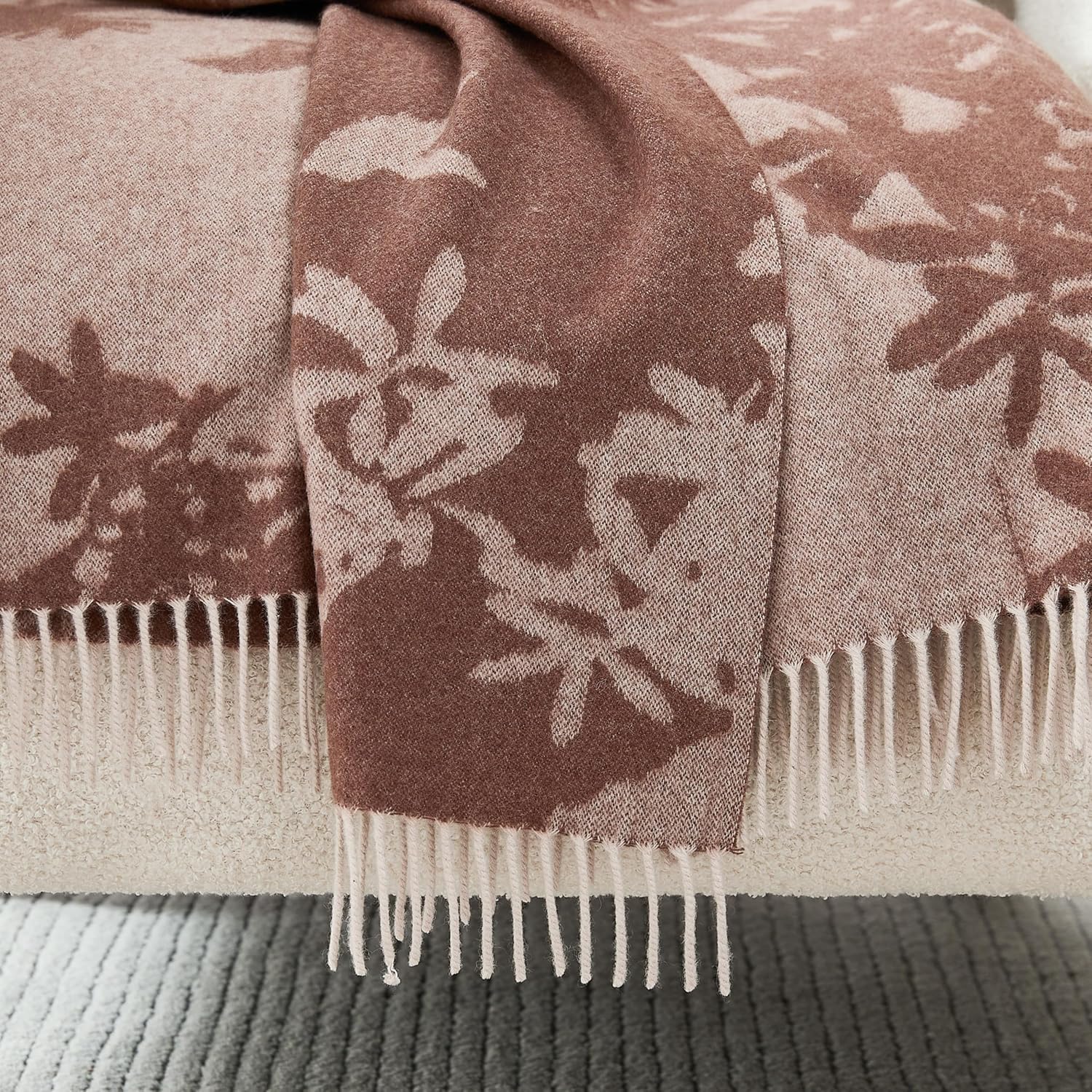 Lush Decor x Chuks Collins Sylvan Drift Throw Blanket Single 60" W x 70" L Brown - Cozy Wool Blanket - Botanical Throw - Super Soft Blanket for Bed, Couch, or Chair - Image 3