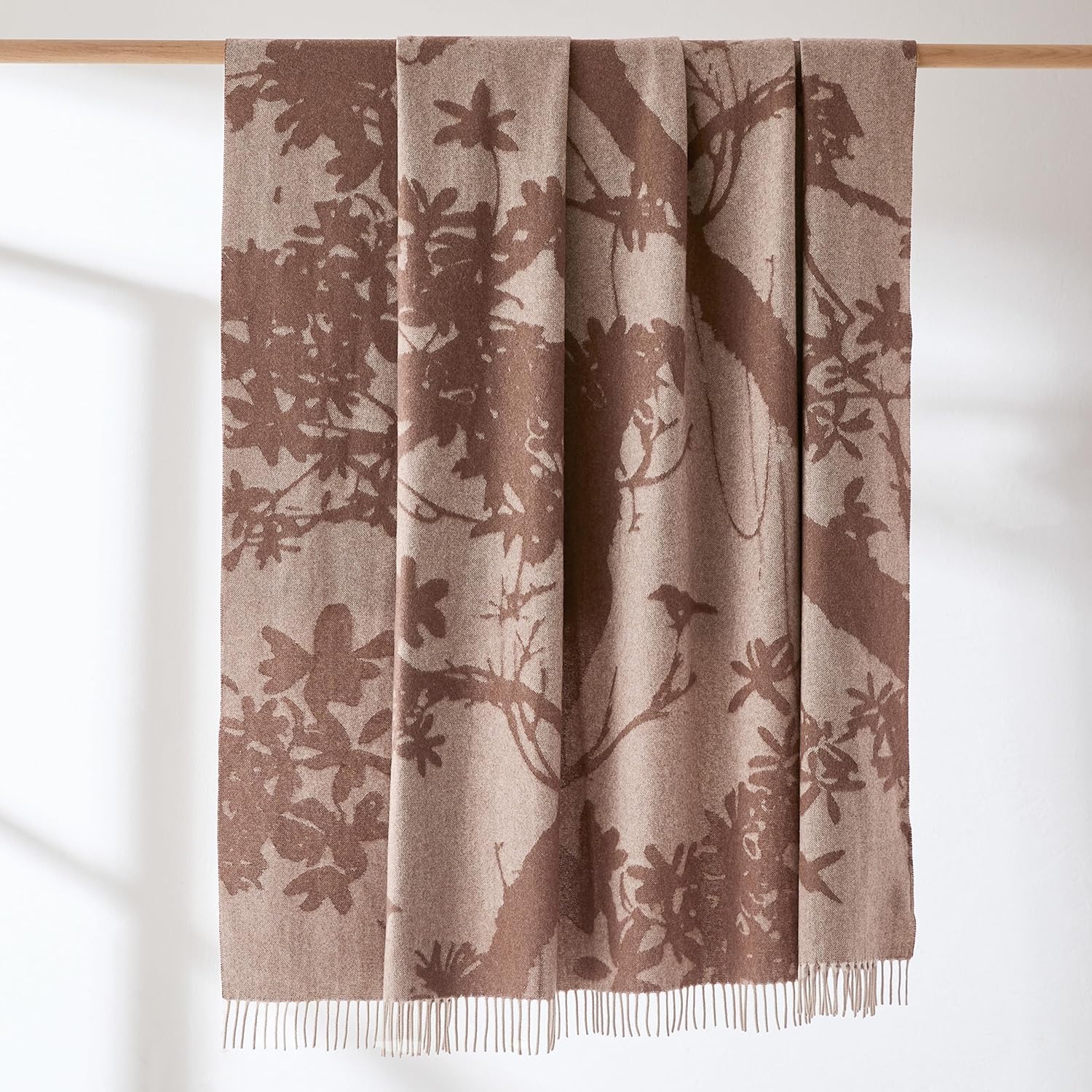 Lush Decor x Chuks Collins Sylvan Drift Throw Blanket Single 60" W x 70" L Brown - Cozy Wool Blanket - Botanical Throw - Super Soft Blanket for Bed, Couch, or Chair - Image 2