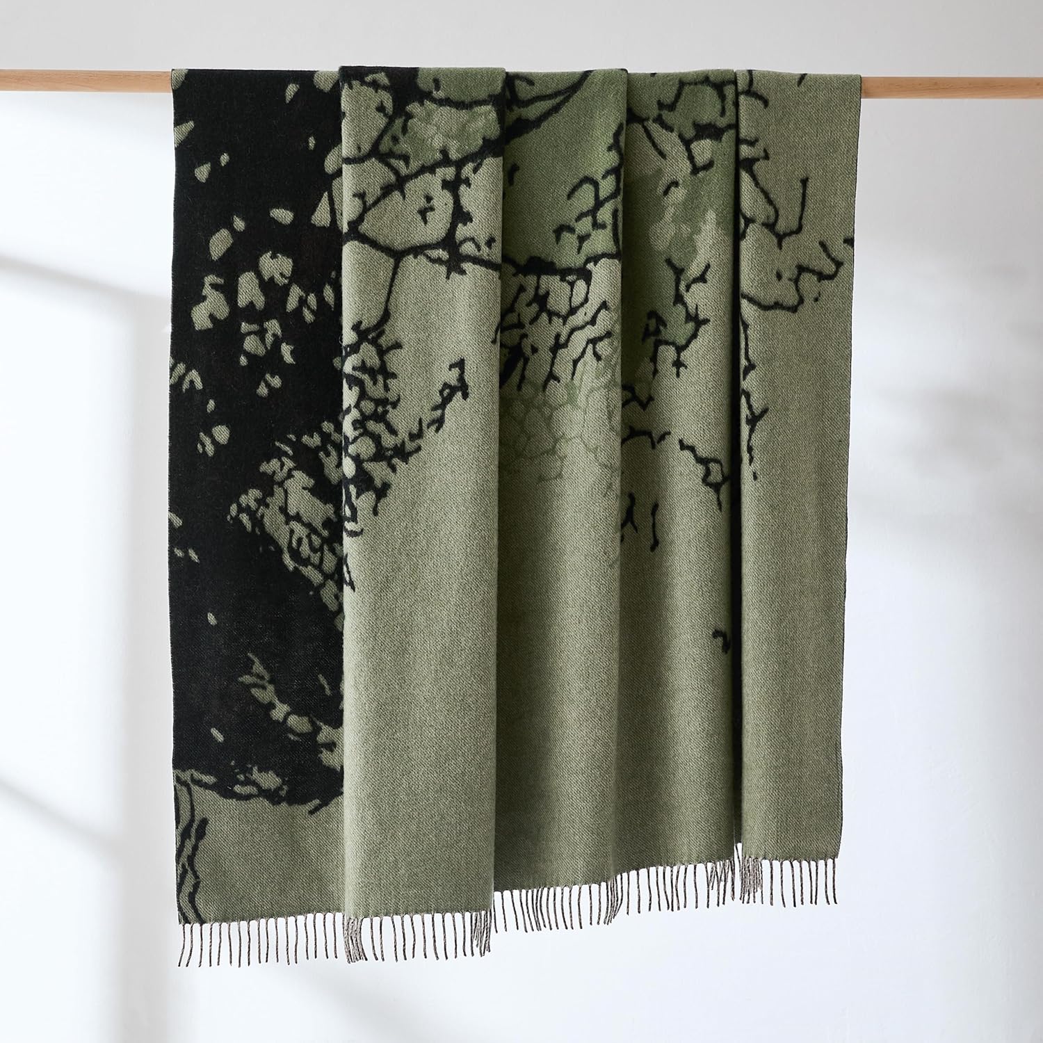 Lush Decor x Chuks Collins Threaded Roots Throw Blanket Single 60" W x 70" L Green - Cozy Wool Blanket - Green Throw - Super Soft Blanket for Bed, Couch, or Chair - Image 2