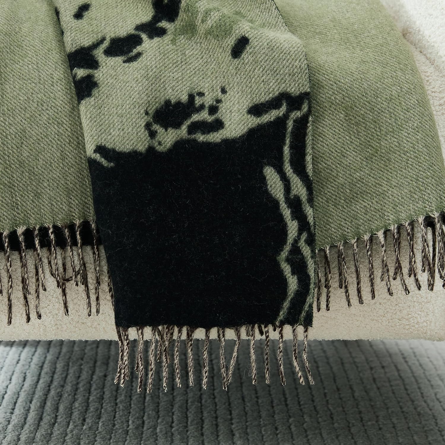 Lush Decor x Chuks Collins Threaded Roots Throw Blanket Single 60" W x 70" L Green - Cozy Wool Blanket - Green Throw - Super Soft Blanket for Bed, Couch, or Chair - Image 3