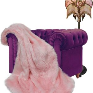 Plush Faux Fur - Throw Blanket - Fashion Fur - Light Pink Twin Bedspread - Shaggy - Shag - Fur Accents (Twin, Light Pink)