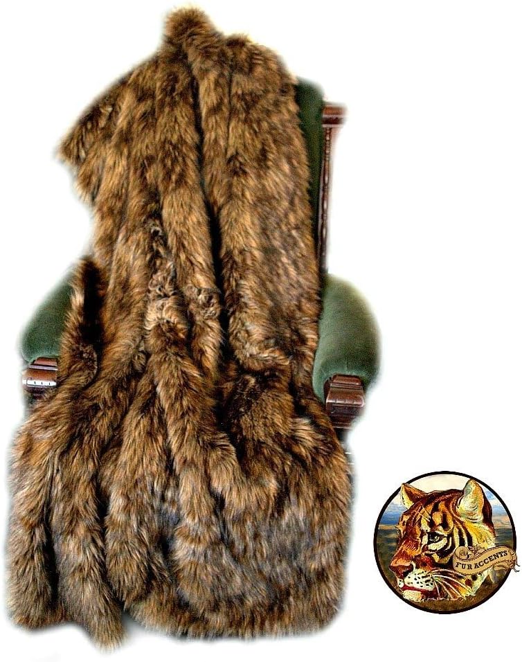 Premium Quality Faux Fur Medium Brown Wolf - Spotted Lynx - Faux Fur Throw Blanket - Luxuriously Thick and Soft - Minky Cuddle Fur Lining (King Duvet) - Image 4