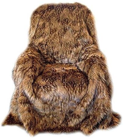 Premium Quality Faux Fur Medium Brown Wolf - Spotted Lynx - Faux Fur Throw Blanket - Luxuriously Thick and Soft - Minky Cuddle Fur Lining (King Duvet)