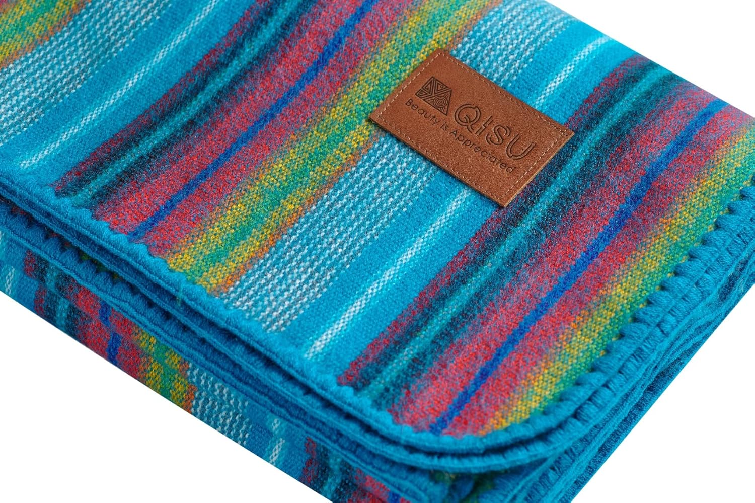 QISU Alpaca Wool Blanket Throw 85 x 65 inches Blue Variegated i##e##s: Ultra-Soft ^^ Warm ^^ Large ^^ Hypoallergenic ^^ Non-Itchy ^^ Non-Scratchy ^^ Breathable ^^ Beautiful ^^ Variegated :i##e##s - Image 3