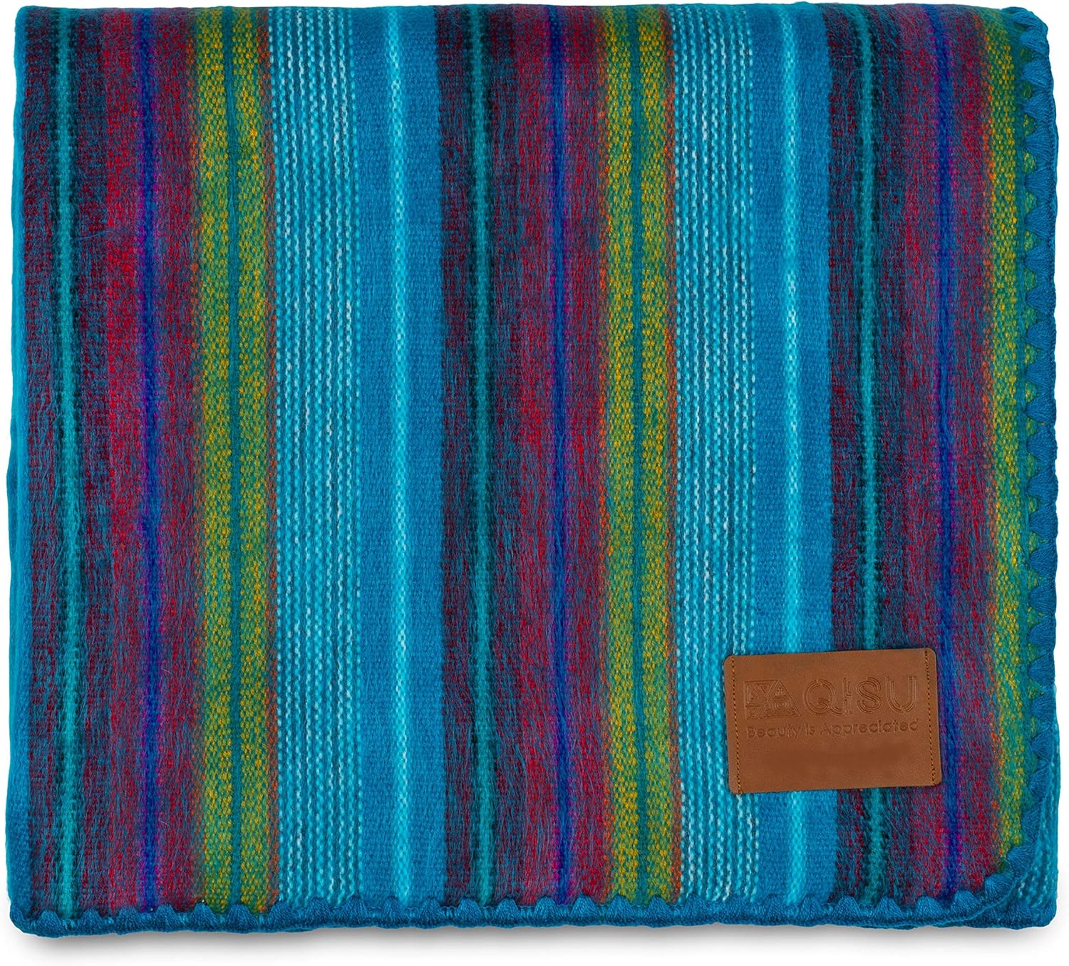 QISU Alpaca Wool Blanket Throw 85 x 65 inches Blue Variegated i##e##s: Ultra-Soft ^^ Warm ^^ Large ^^ Hypoallergenic ^^ Non-Itchy ^^ Non-Scratchy ^^ Breathable ^^ Beautiful ^^ Variegated :i##e##s