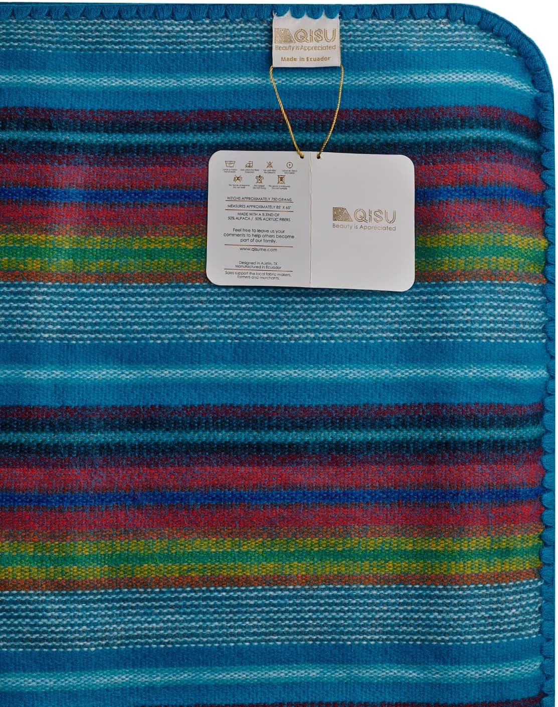 QISU Alpaca Wool Blanket Throw 85 x 65 inches Blue Variegated i##e##s: Ultra-Soft ^^ Warm ^^ Large ^^ Hypoallergenic ^^ Non-Itchy ^^ Non-Scratchy ^^ Breathable ^^ Beautiful ^^ Variegated :i##e##s - Image 6
