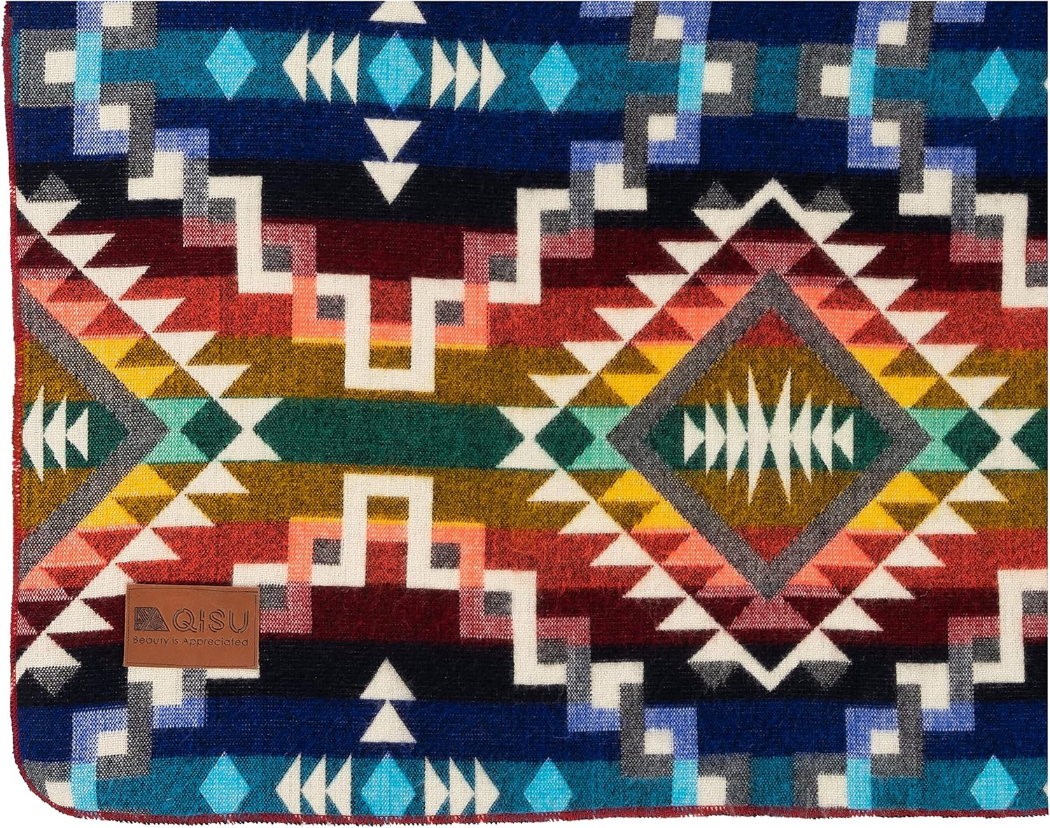 QISU Wool Blanket Throw 94" x 78" Rainbow i##e##s: Ultra-Soft ^^ Warm ^^ Large ^^ Handmade in Ecuador ^^ by Local Artisans ^^ Hypoallergenic ^^ Breathable ^^ Beautiful :i##e##s - Image 6