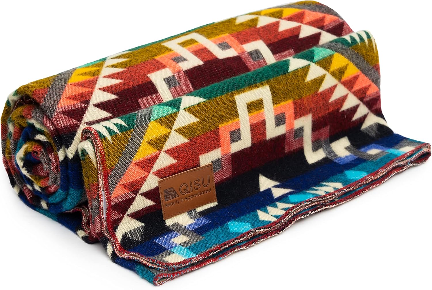 QISU Wool Blanket Throw 94" x 78" Rainbow i##e##s: Ultra-Soft ^^ Warm ^^ Large ^^ Handmade in Ecuador ^^ by Local Artisans ^^ Hypoallergenic ^^ Breathable ^^ Beautiful :i##e##s