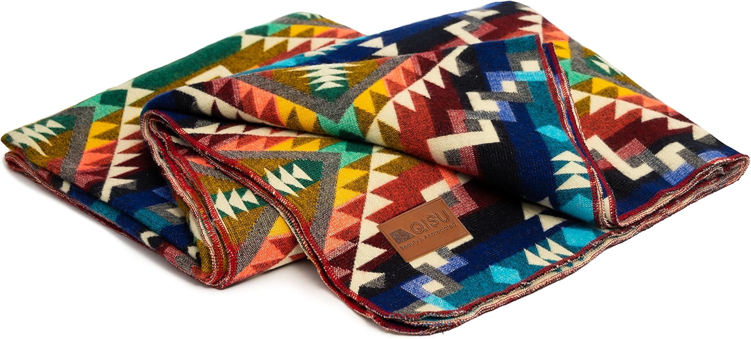 QISU Wool Blanket Throw 94" x 78" Rainbow i##e##s: Ultra-Soft ^^ Warm ^^ Large ^^ Handmade in Ecuador ^^ by Local Artisans ^^ Hypoallergenic ^^ Breathable ^^ Beautiful :i##e##s - Image 7