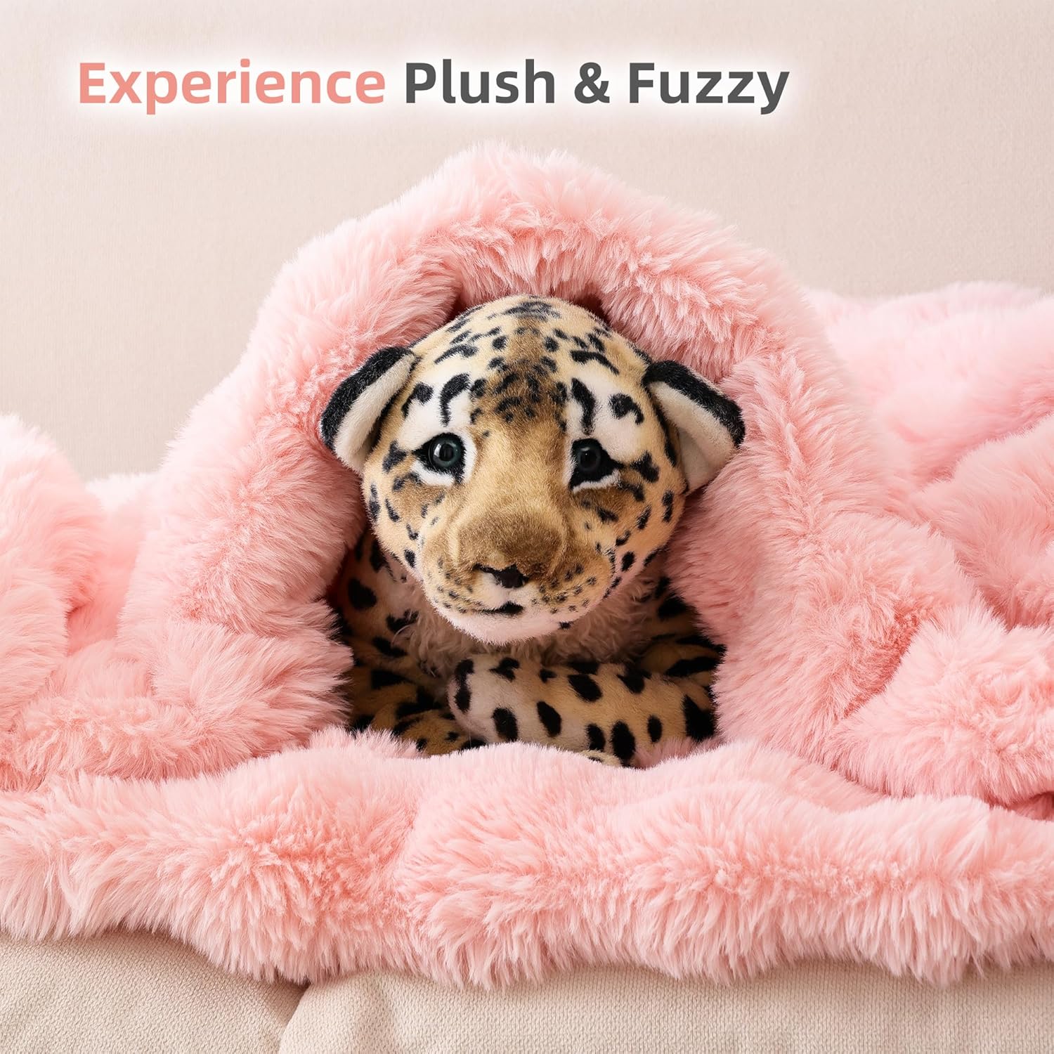 Smoofy Faux Fur Throw Blanket for Couch \u2013 Blush Pink Fluffy Cozy Rabbit Fleece, Plush Soft Bubble Blanket for Sofa & Bed, for Mom, Warm Fuzzy Home Room Decor Throw 50" x 60" - Image 7