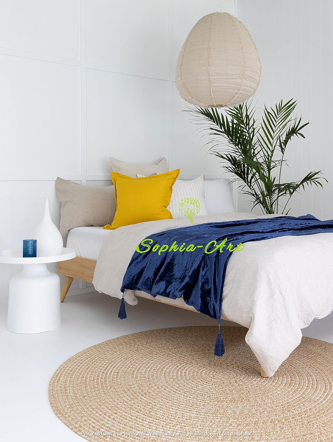 Sophia-Art Luxury Crushed Velvet Throw Blanket with Tassels Sofa Bed Soft Blankets Boho Warm Throws Cozy Plush Lightweight Pet (108x90 inches, Royal Blue) - Image 2