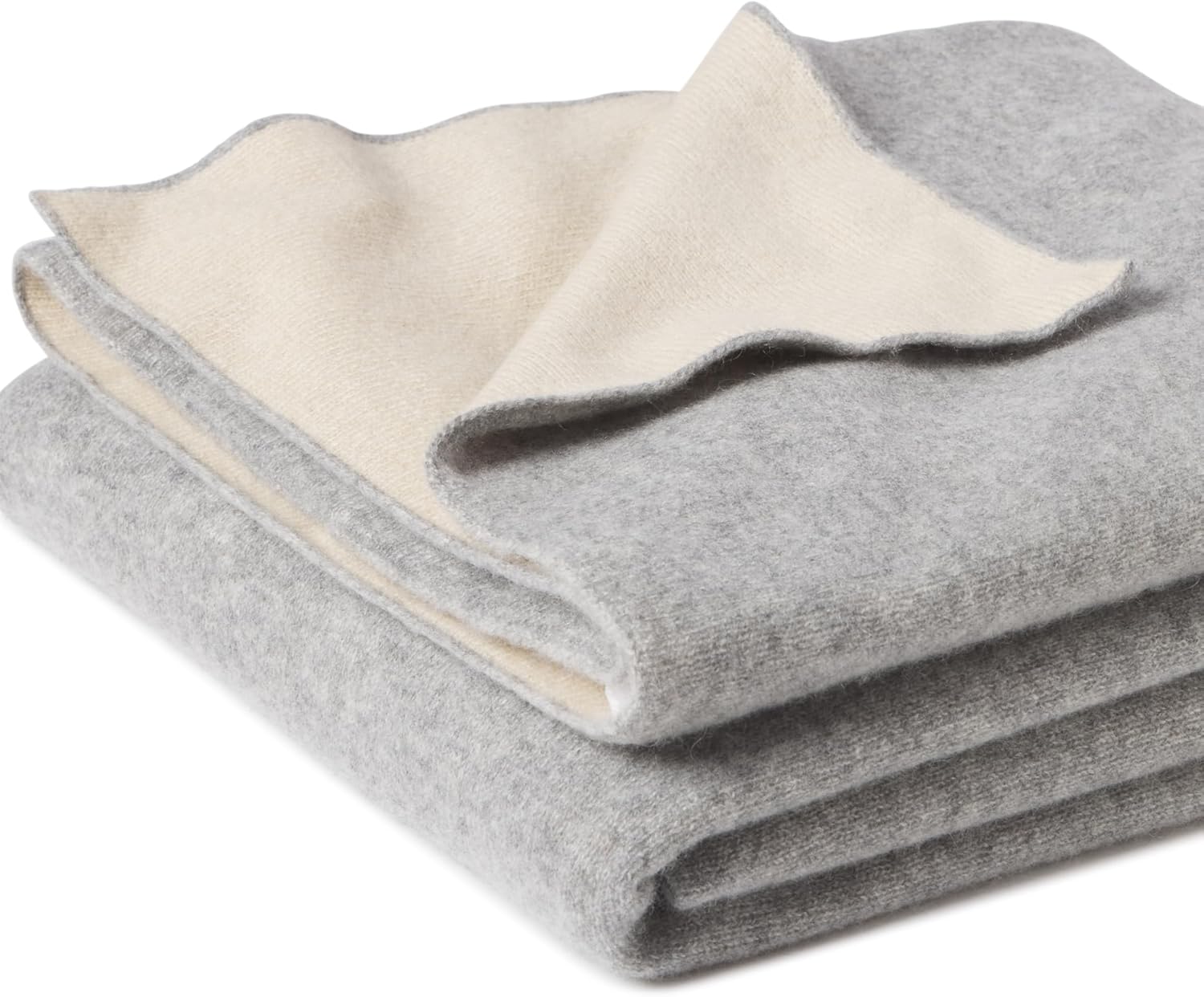 State Cashmere Reversible Throw Blanket - Ultra Soft Accent Blanket for Couch, Sofa & Bed Made with 100% Inner Mongolian Cashmere - Crafted Home Accessories - (Beige\/Heather Grey, 60"x50") - Image 3