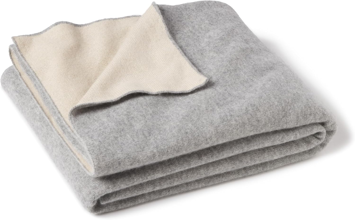 State Cashmere Reversible Throw Blanket - Ultra Soft Accent Blanket for Couch, Sofa & Bed Made with 100% Inner Mongolian Cashmere - Crafted Home Accessories - (Beige\/Heather Grey, 60"x50")