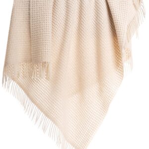 thread + butter Alpaca Wool Throw Blanket Ivory Basketweave i##e##s: Luxury ^^ Sustainably Made ^^ Eco Friendly :i##e##s