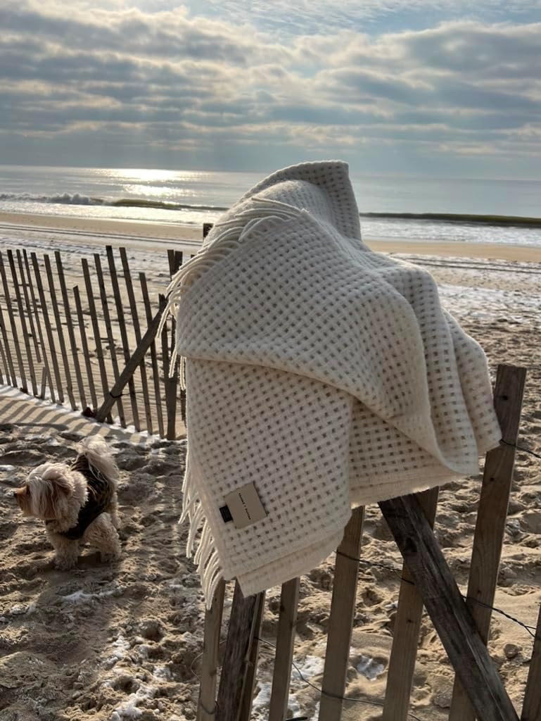 thread + butter Alpaca Wool Throw Blanket Ivory Basketweave i##e##s: Luxury ^^ Sustainably Made ^^ Eco Friendly :i##e##s - Image 2
