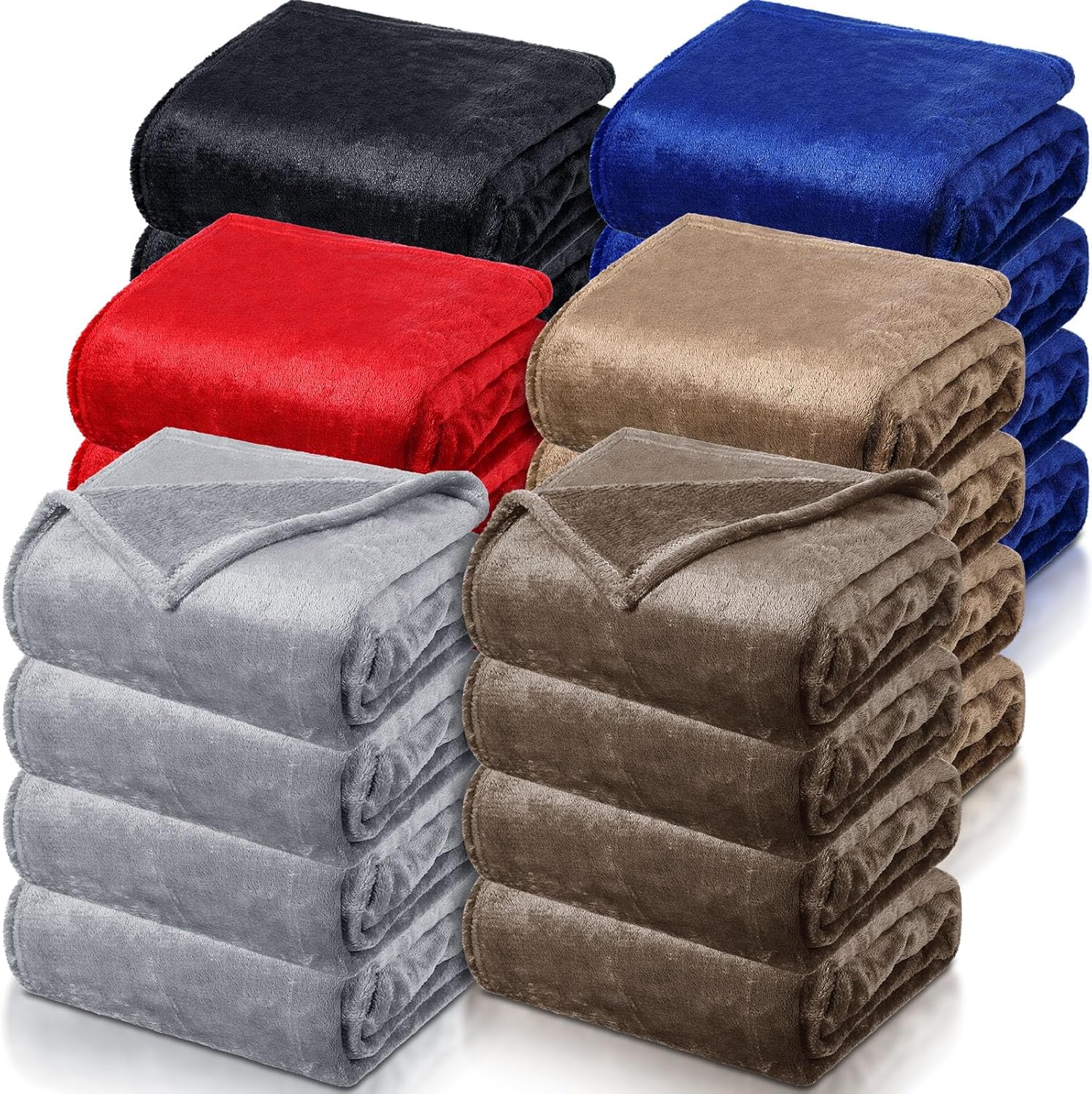 Toulite 24 Pcs Bulk Flannel Fleece Blankets for Homeless Donations Cozy Fleeces Throw Blankets Winter Fleece Blanket Bulk for Donations Bed Couch Sofa Home Camping Wedding Gifts(Dark Colors) - Image 8